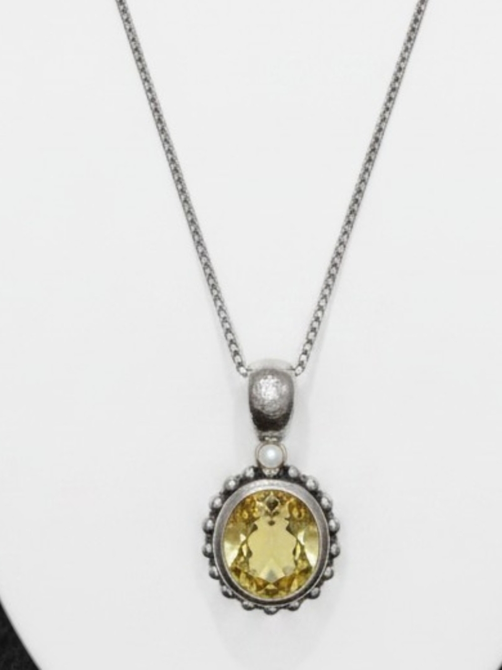 Judith Ripka 925 Sterling Silver 18k Gold Lemon Citrine Enhancer Pendant/ Chain